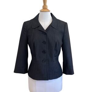 Semantiks Denim Look Dark Rinse 3/4 Sleeve Blazer / Jacket Cropped / Size 10